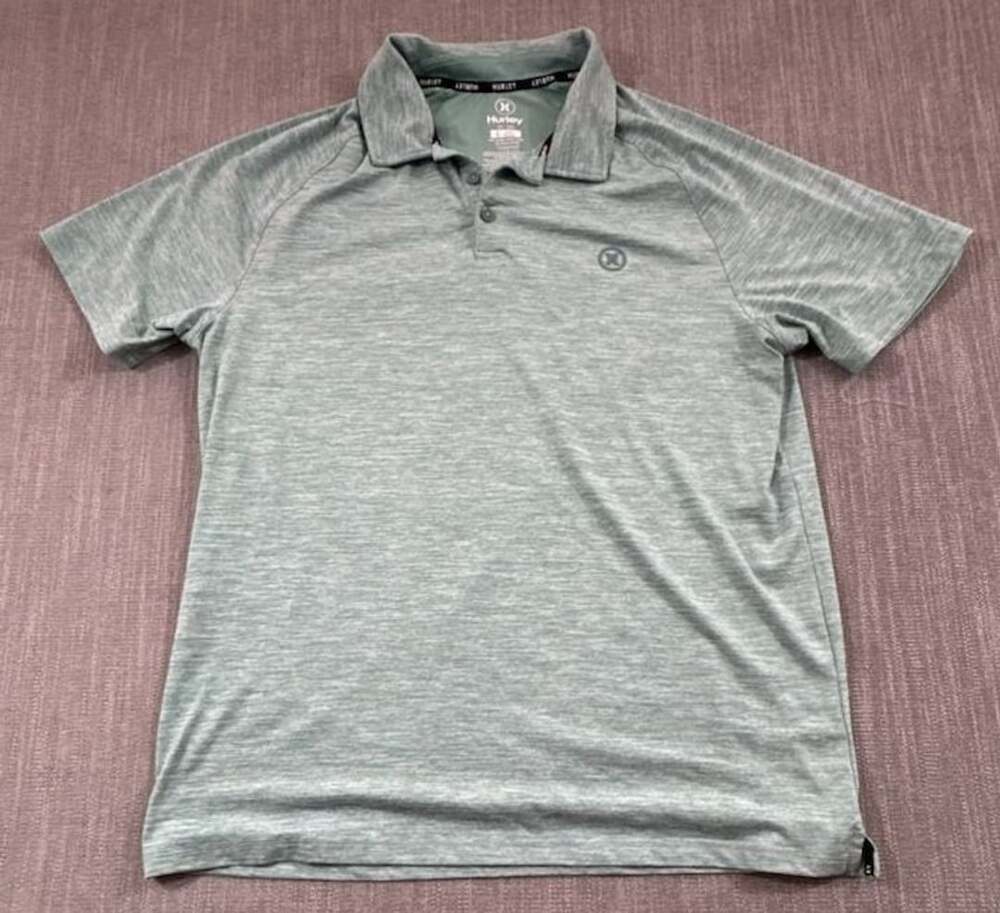 Hurley Performance Polo Shirt Size Large Green Heather Short Sleeve